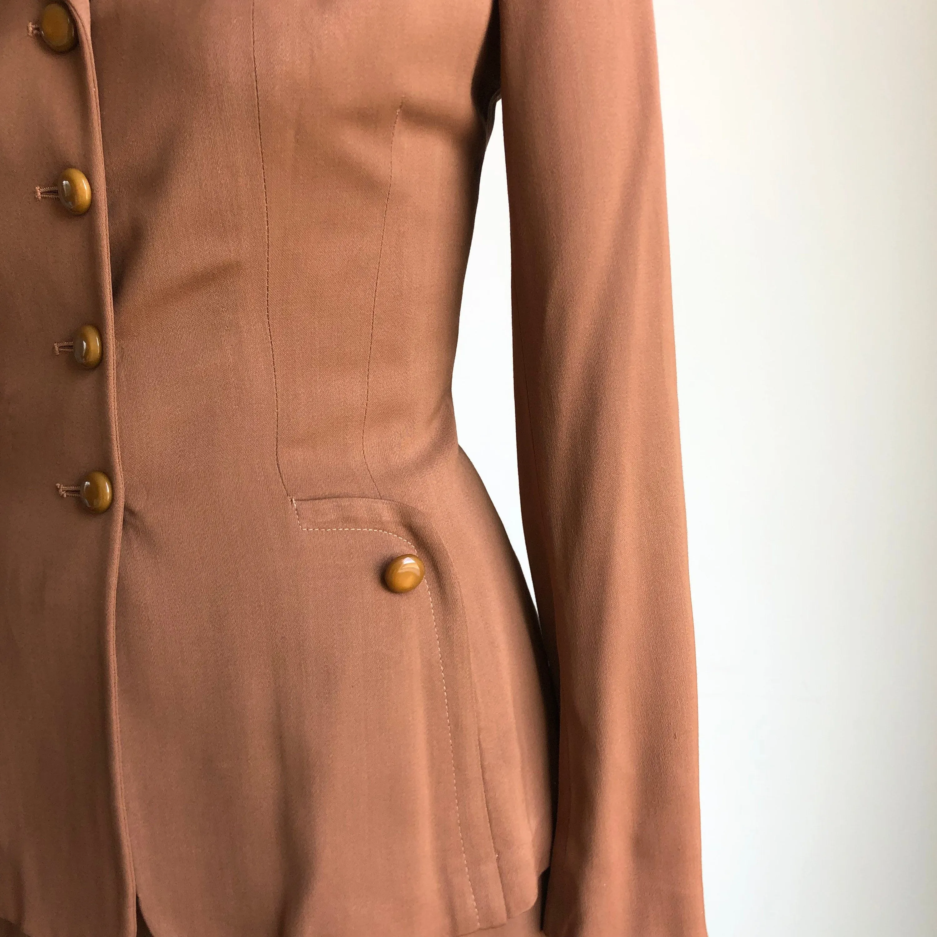 1940s Van Houten Terracotta Brown Suit Fantastic Tailoring SMALL