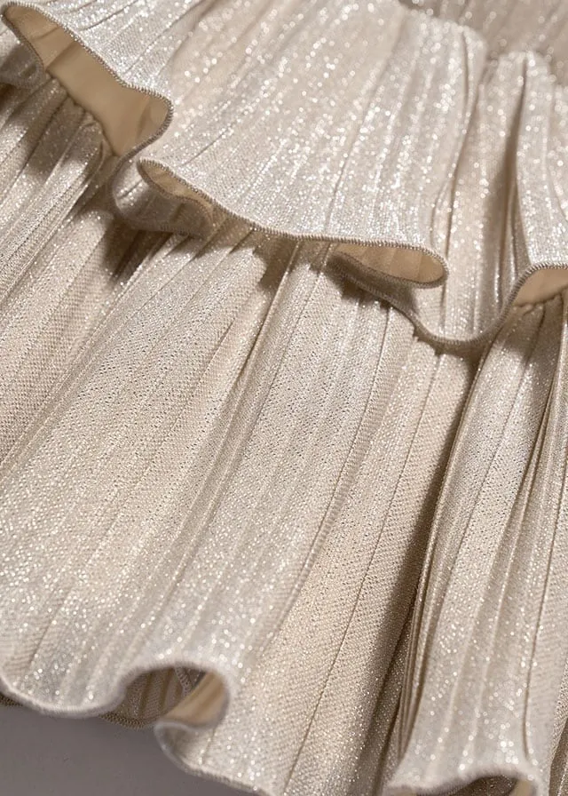 Abel & Lula Girls Golden Pleated Knit Tiered Skirt