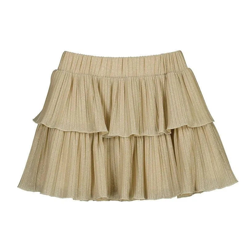 Abel & Lula Girls Golden Pleated Knit Tiered Skirt