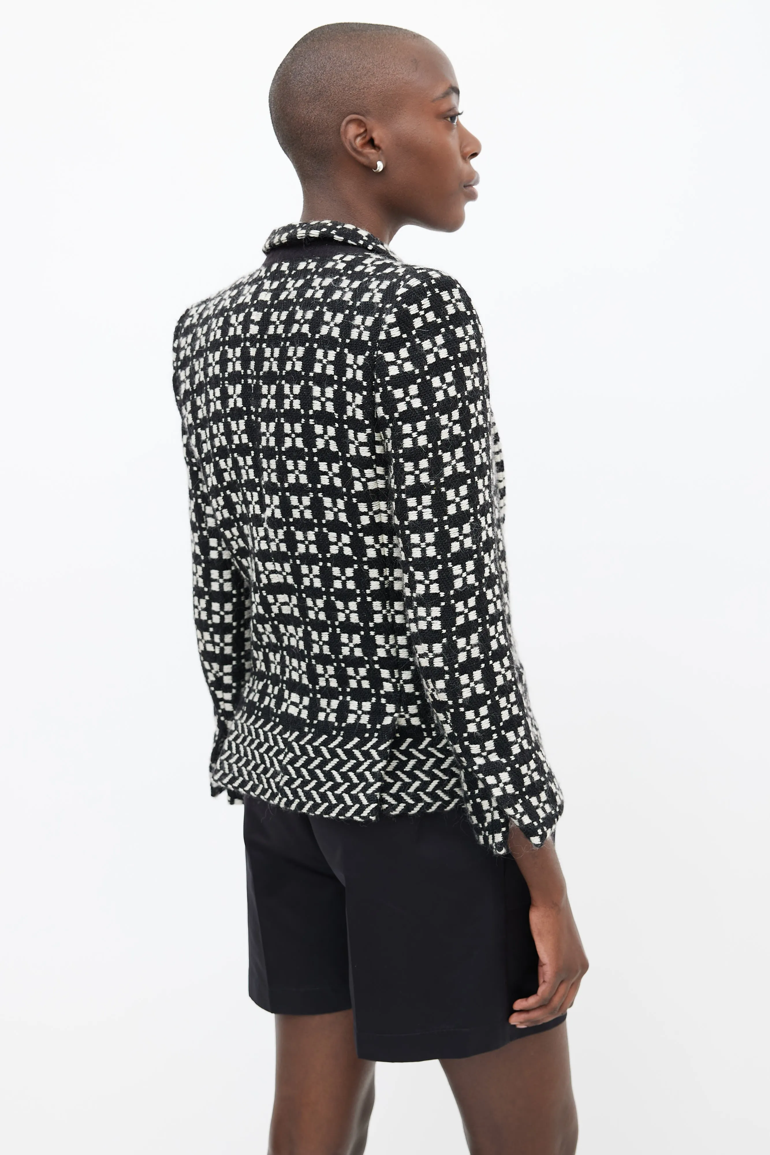 Black & White Wool Tweed Blazer
