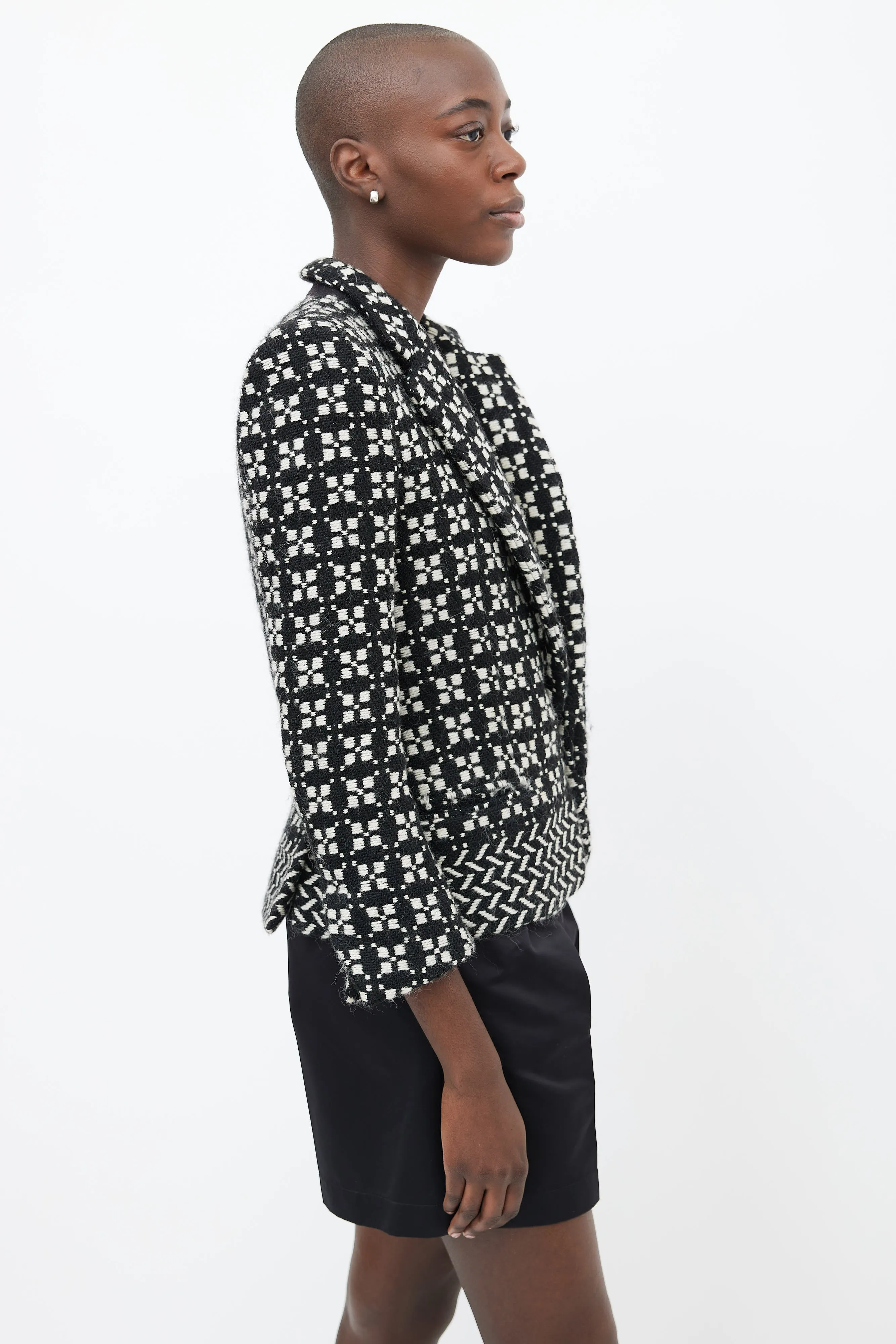 Black & White Wool Tweed Blazer