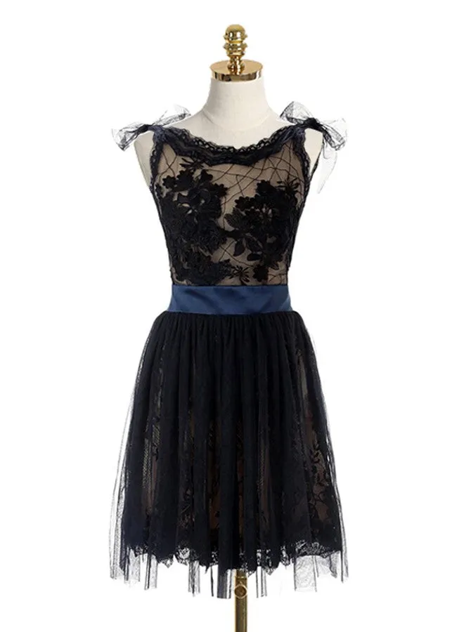 Black Homecoming Dresses,Lace Homecoming Dress,Backless Homecoming Dress,HC00022
