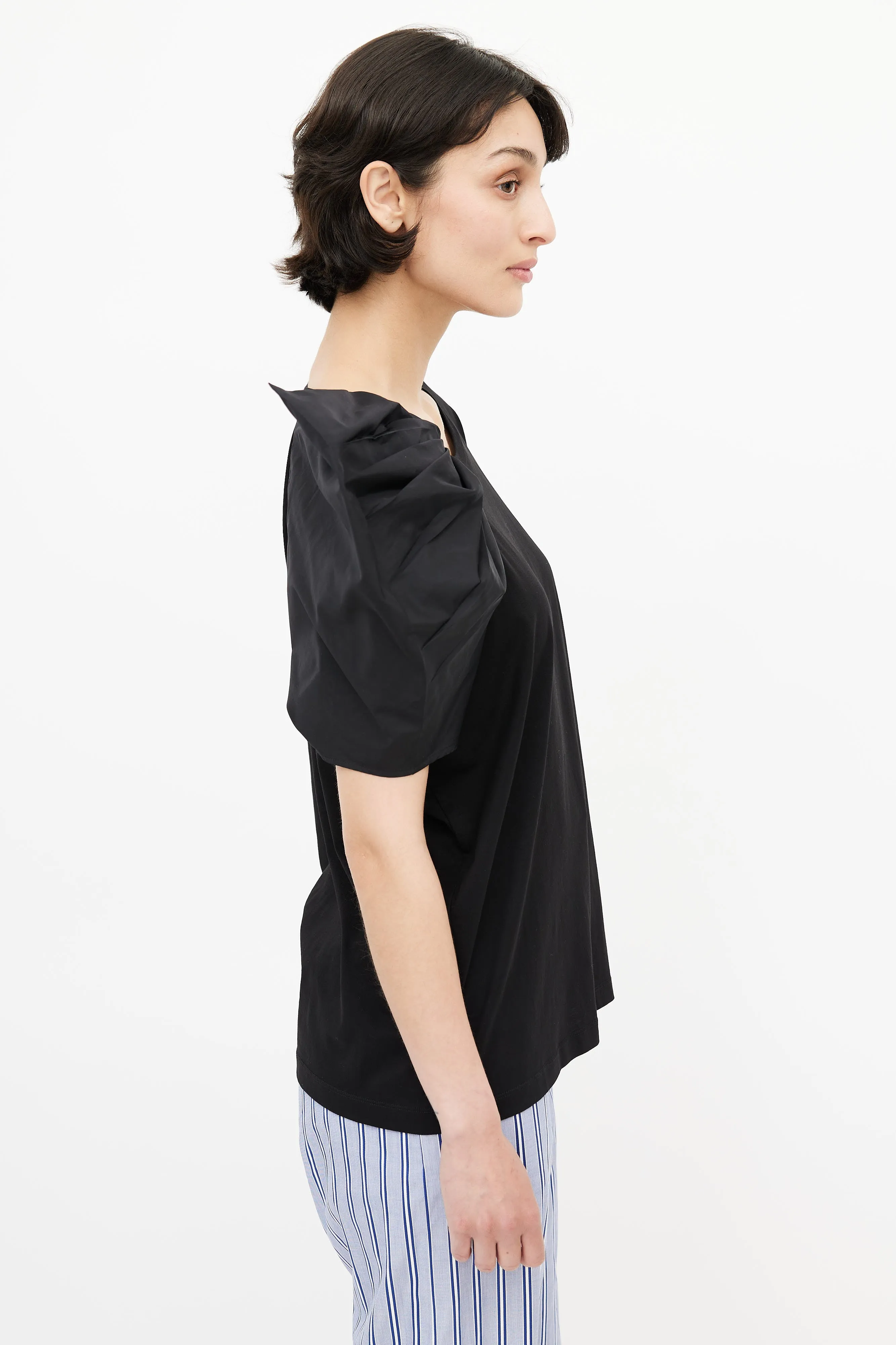 Black Puffed Sleeve T-Shirt