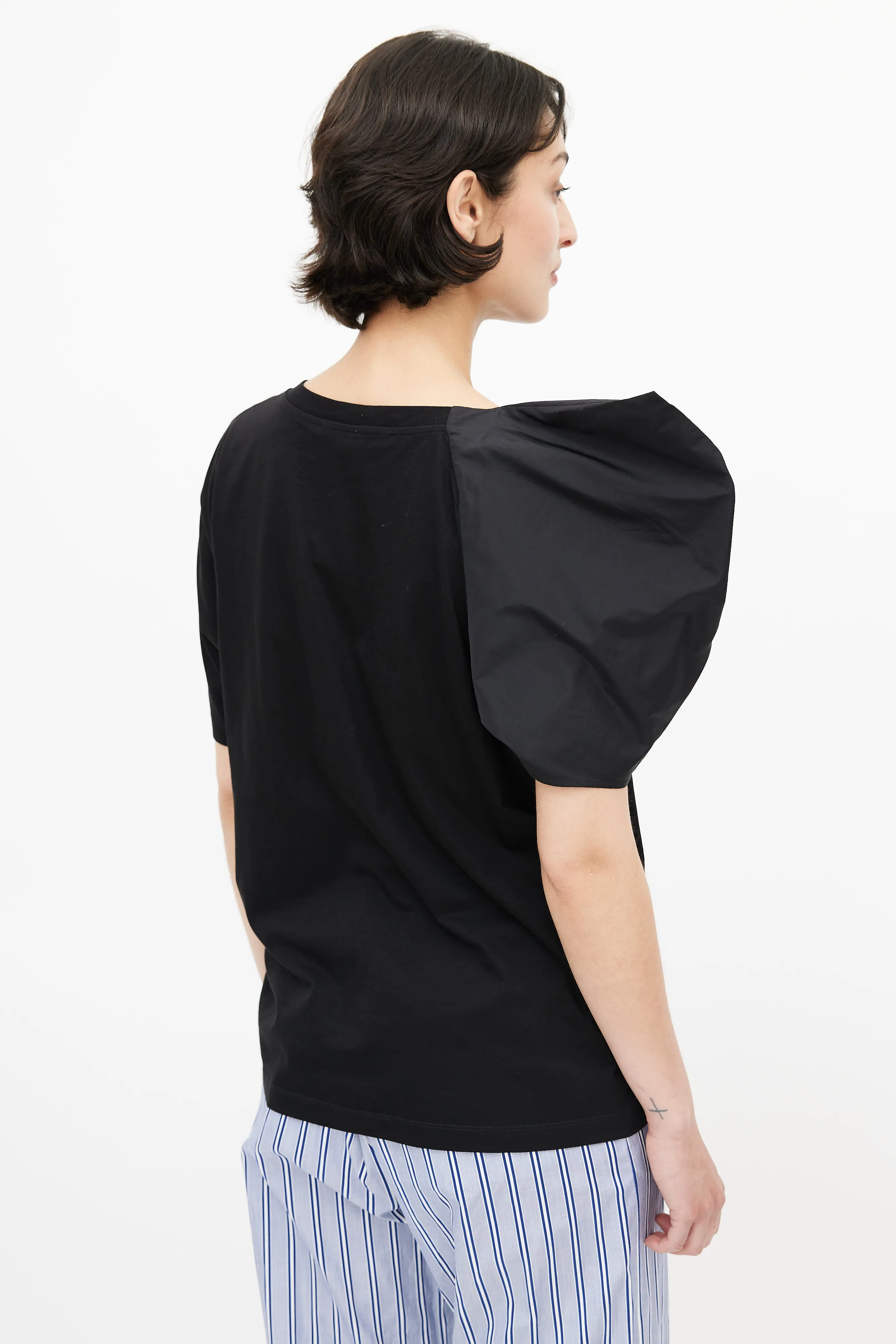 Black Puffed Sleeve T-Shirt
