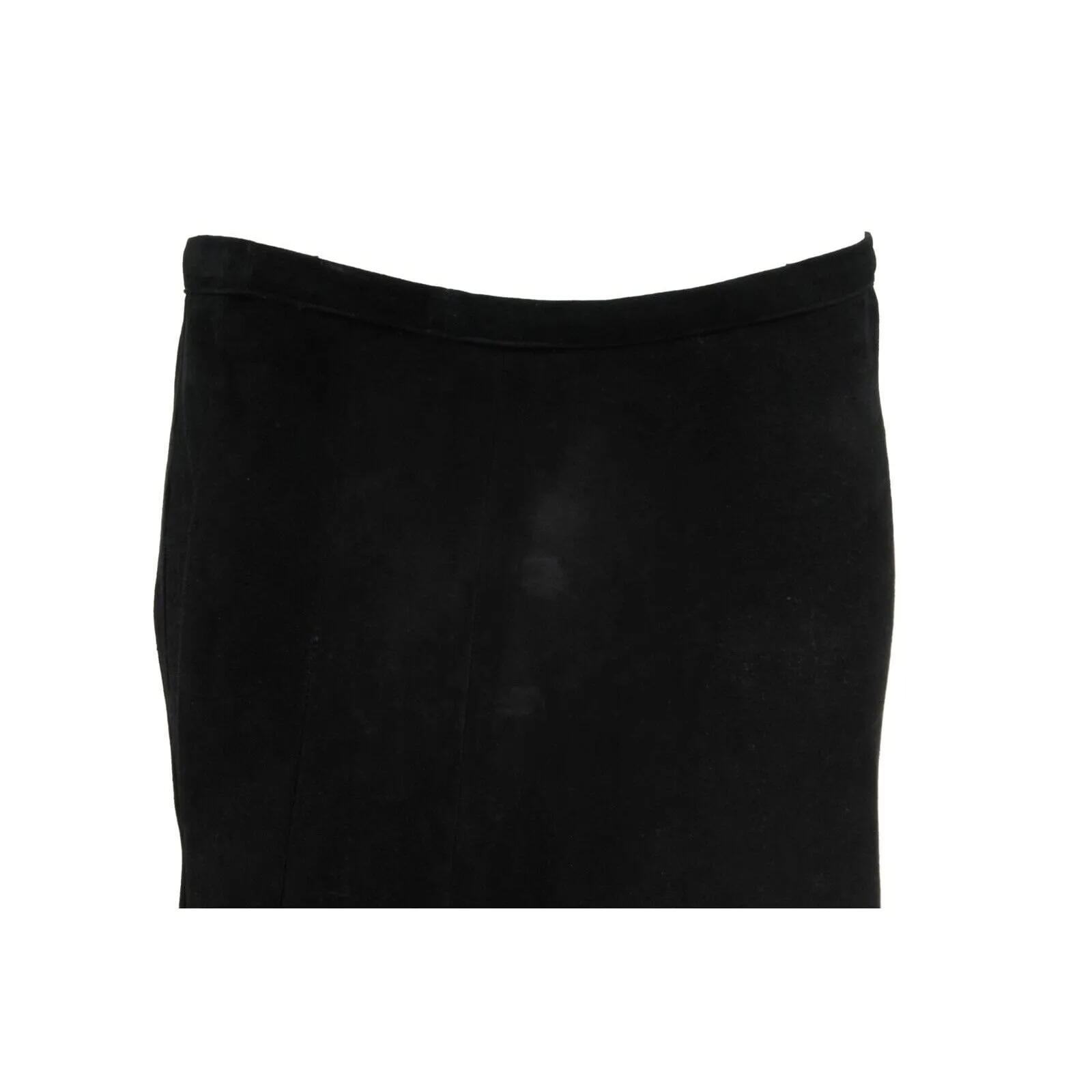 Black Suede Pleated Zip Ruffled Long Maxi Skirt