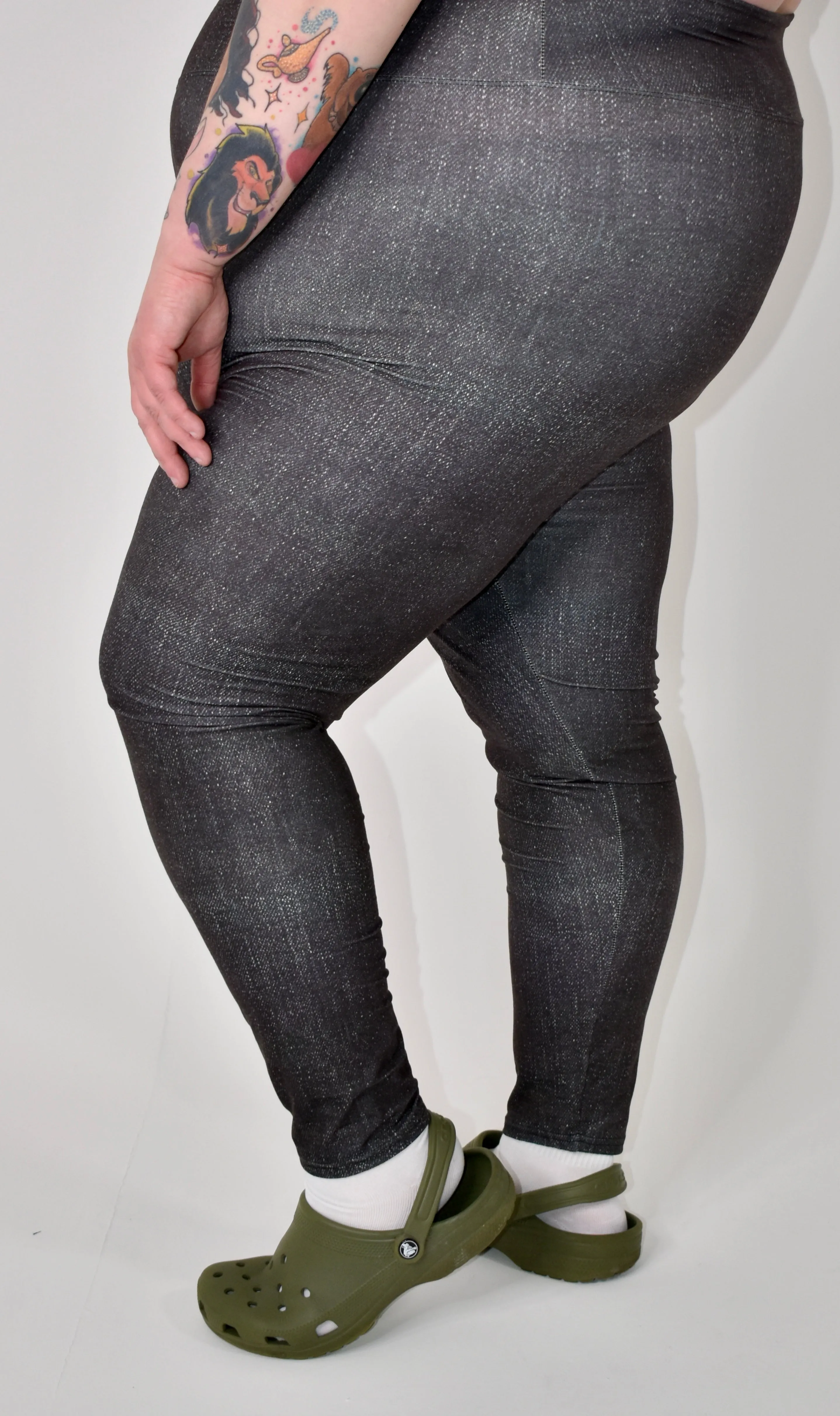 Black Washed Denim Look Super Soft Leggings