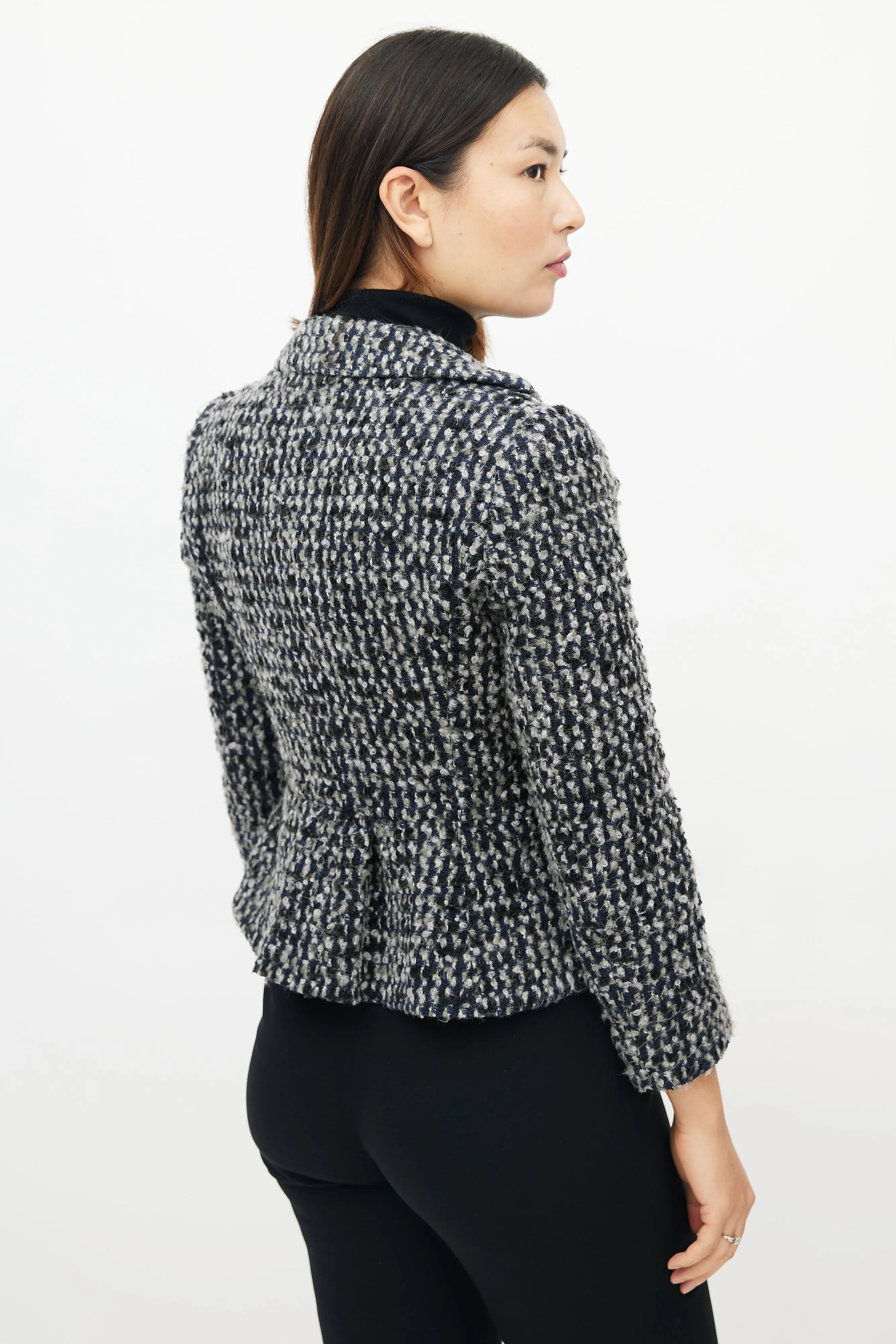 Blue & Multicolour Tweed Blazer