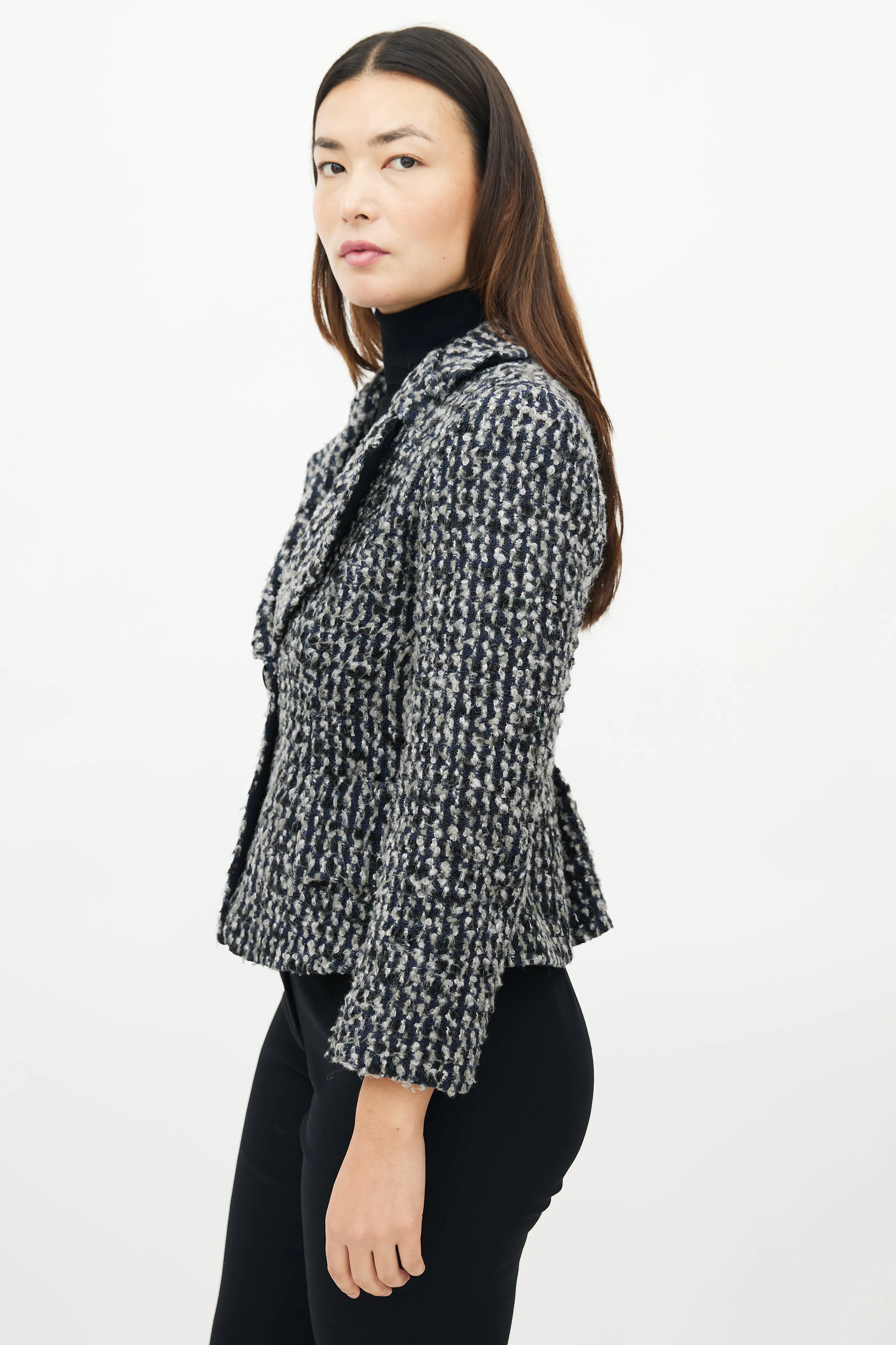 Blue & Multicolour Tweed Blazer
