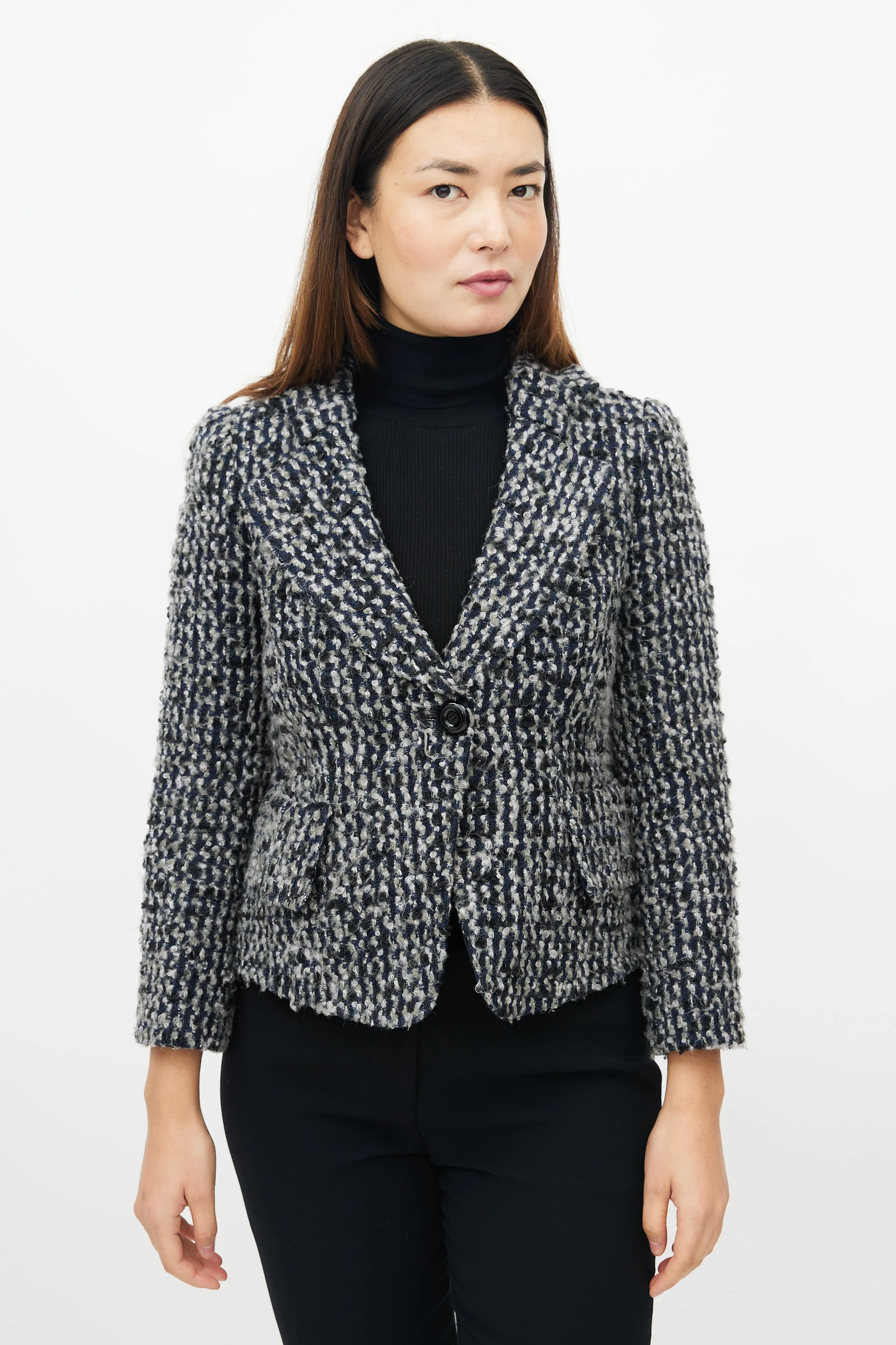 Blue & Multicolour Tweed Blazer