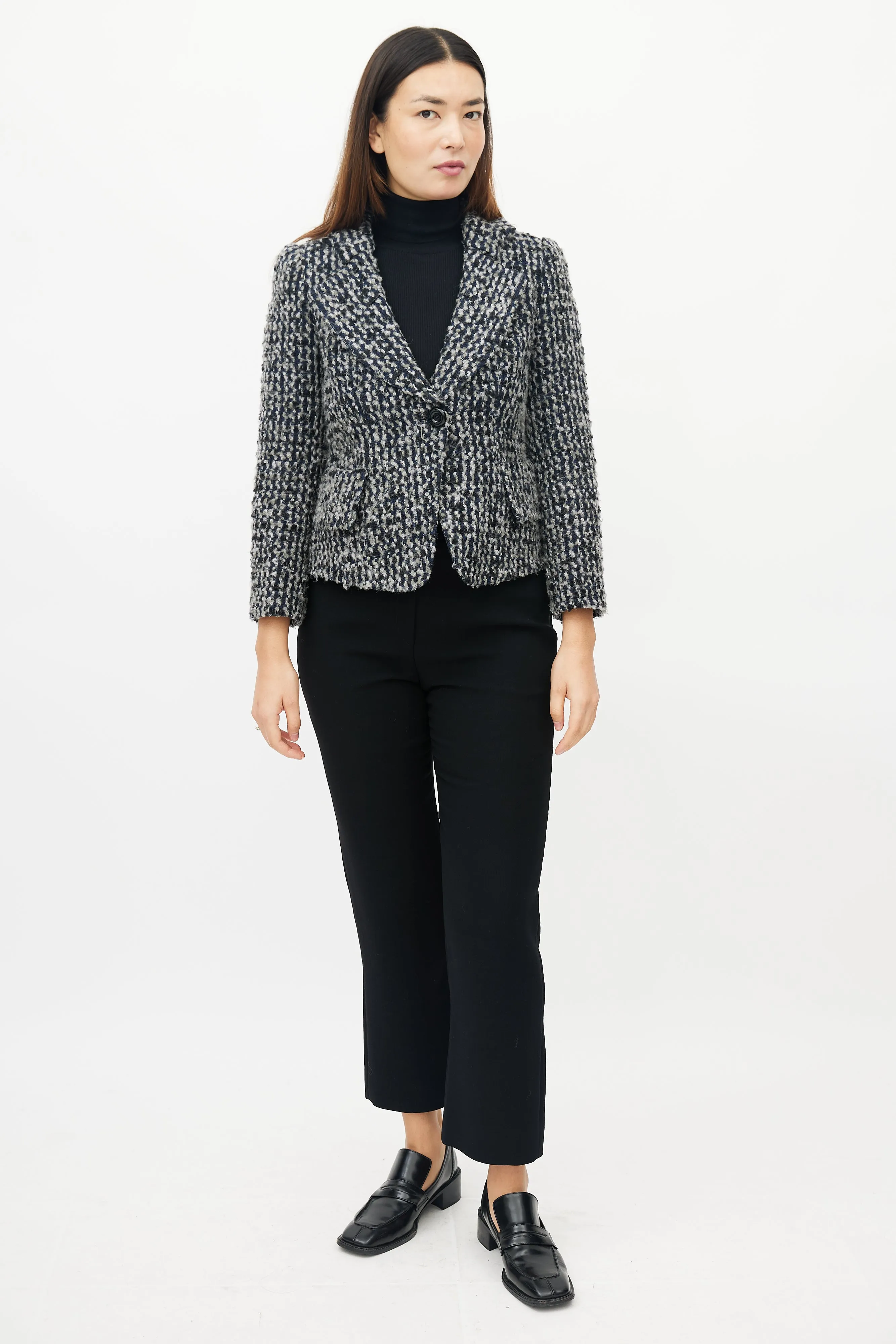 Blue & Multicolour Tweed Blazer