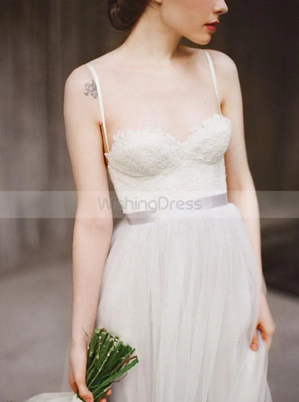 Boho Wedding Dresses,Wedding Dress with Straps,Tulle Long Wedding Dress,WD00197