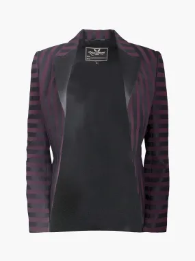 Burgundy and Black Striped Tailcoat Tux Blazer