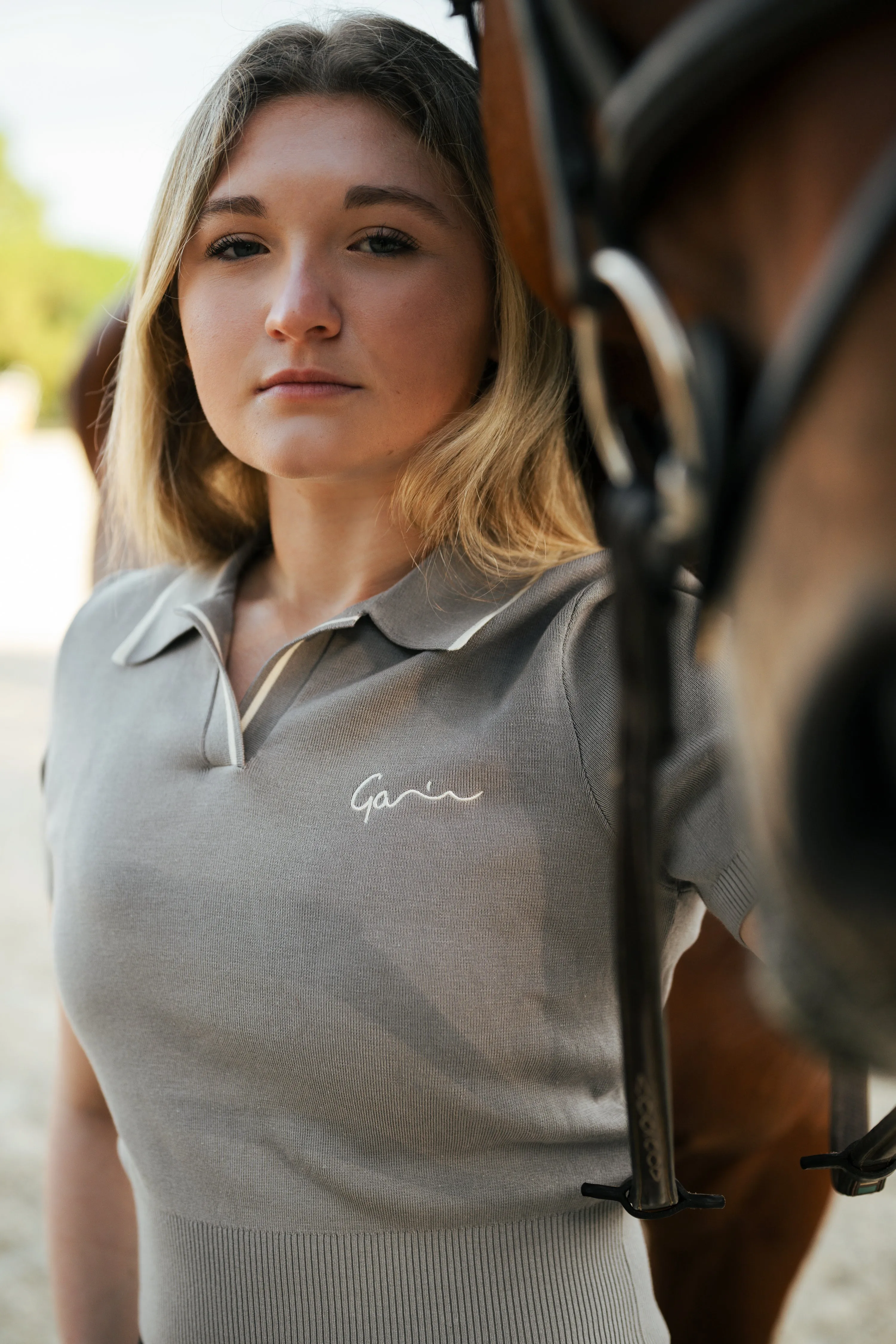 Cashmere Polo Knit Crop Top