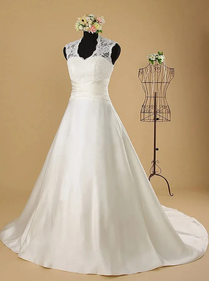 Classic Wedding Dresses,A-line Satin Bridal Dress,WD00564