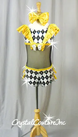 Custom Black & White Connected 2 pc with Yellow Accents - Swarovski Rhinestones