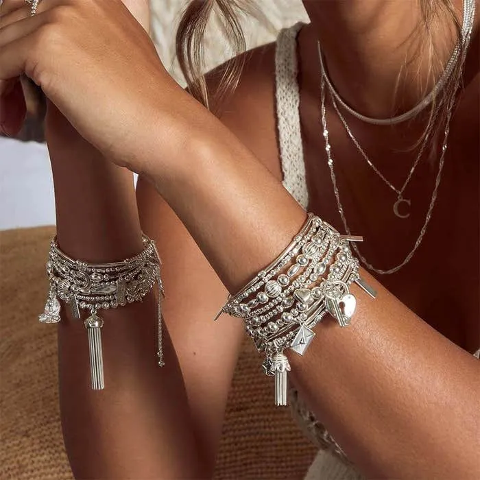 Cute Charm Puffed Heart Bracelet - Silver - SBCC023