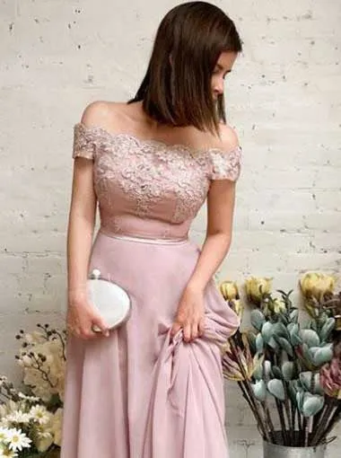 Dusty Pink Bridesmaid Dresses,Chiffon Elegant Prom Dress for Teens,PD00393