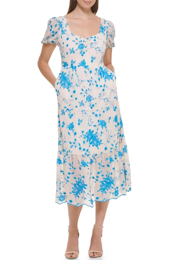 Embroidered Floral Midi