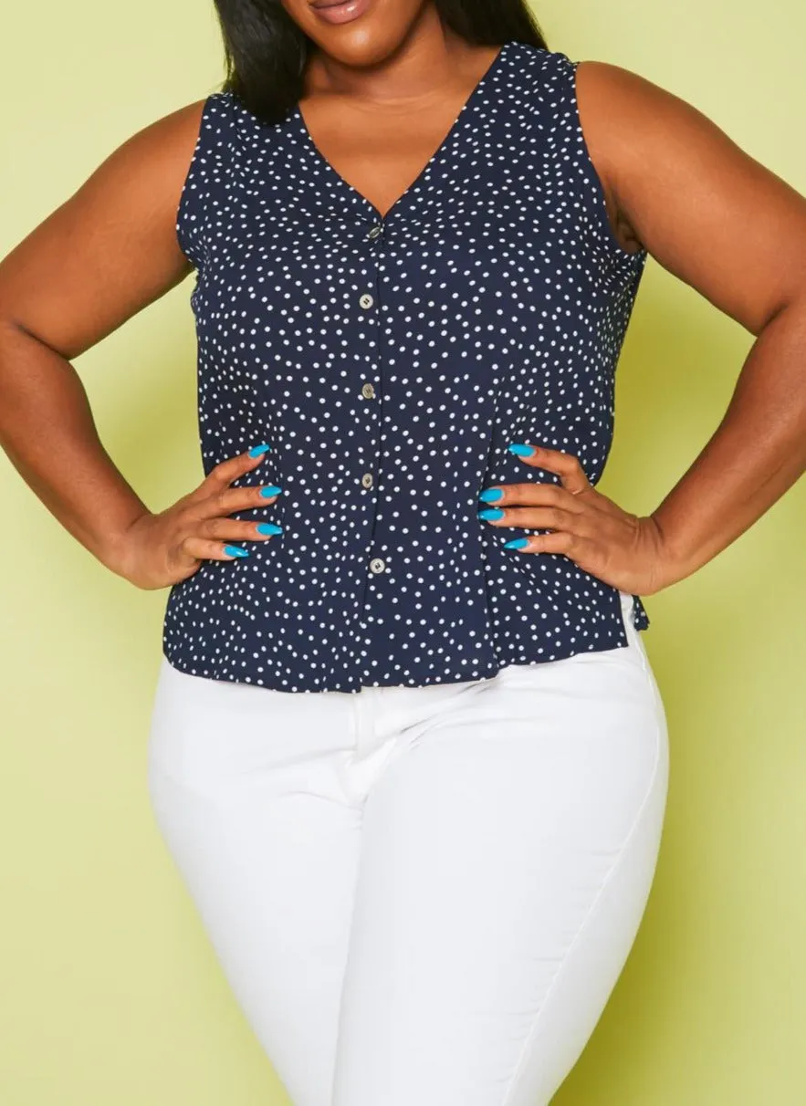 Hi Curvy Plus Size Women Polka Dot TANK TOP