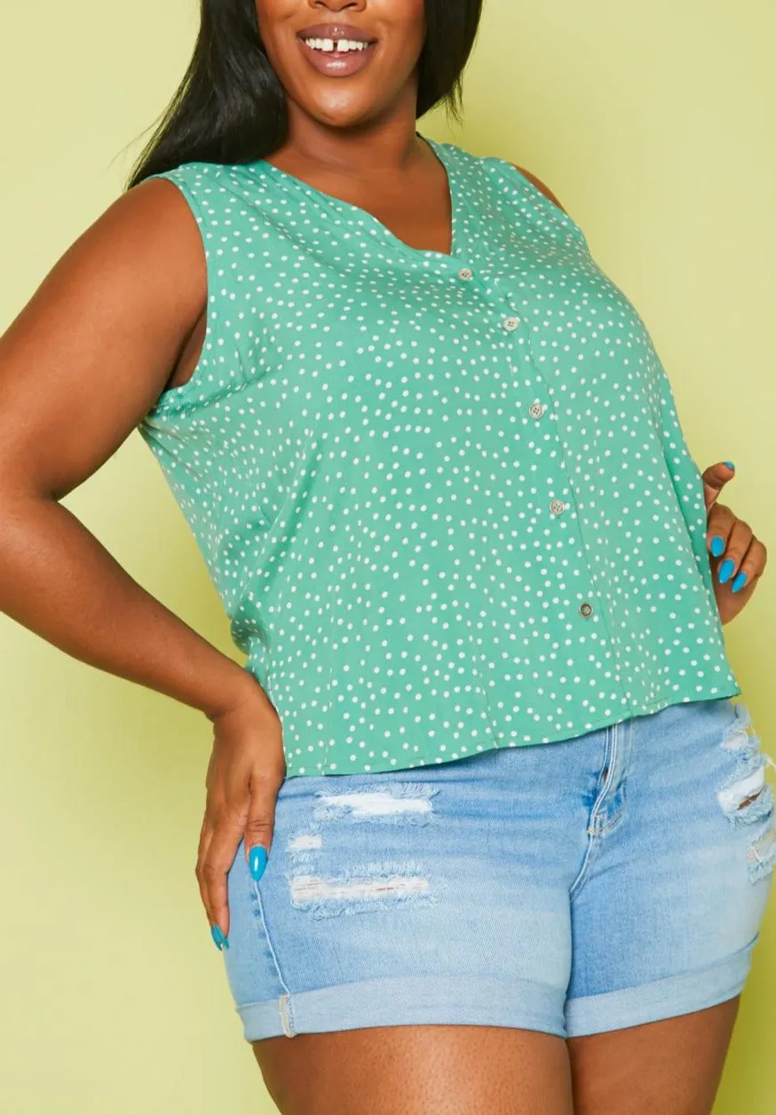 Hi Curvy Plus Size Women Polka Dot TANK TOP