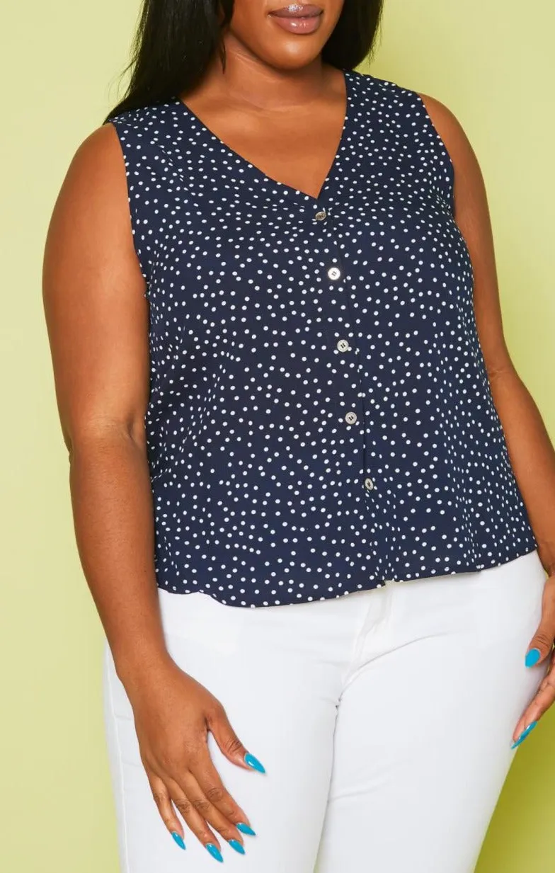 Hi Curvy Plus Size Women Polka Dot TANK TOP