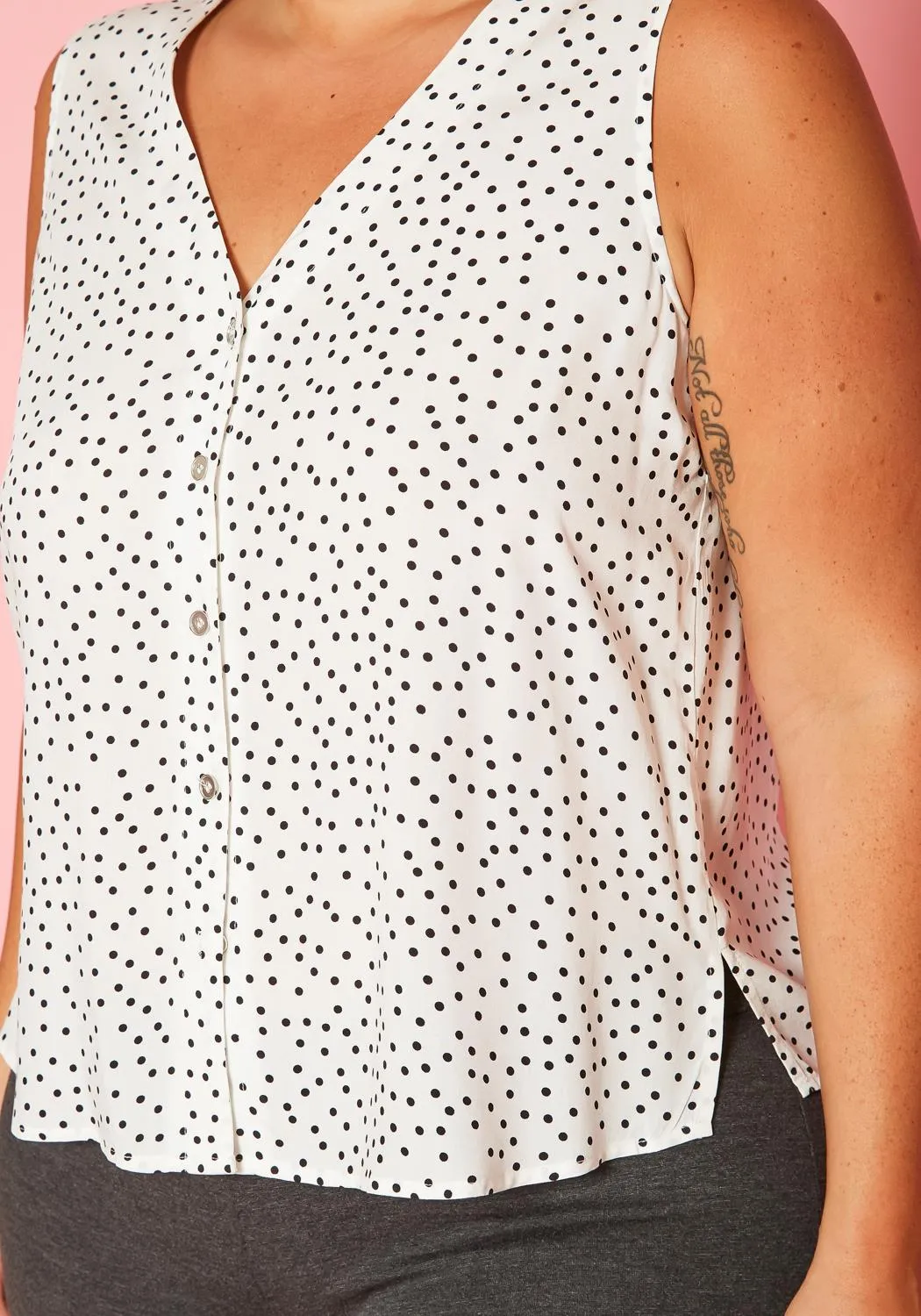 Hi Curvy Plus Size Women Polka Dot TANK TOP
