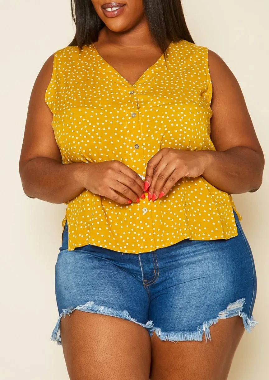 Hi Curvy Plus Size Women Polka Dot TANK TOP