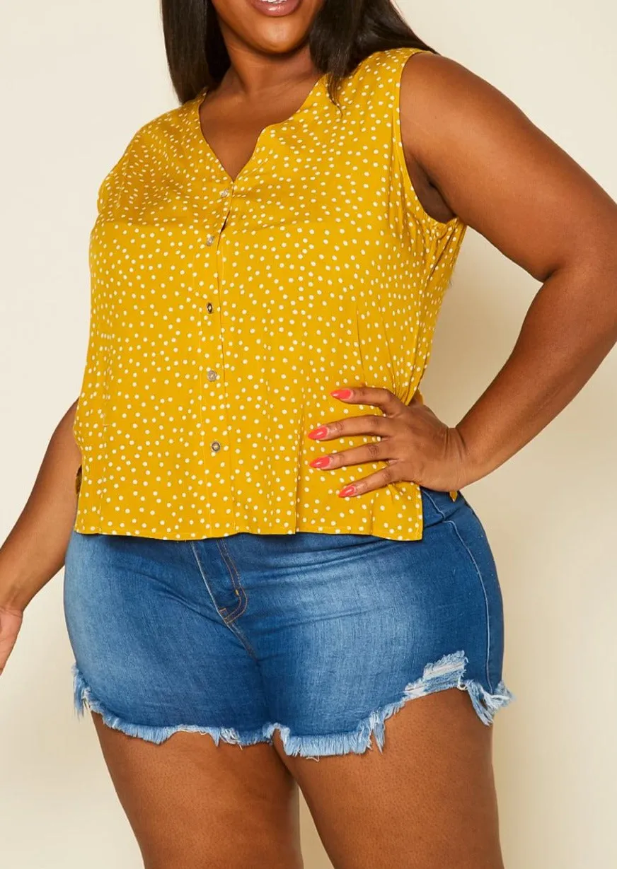Hi Curvy Plus Size Women Polka Dot TANK TOP