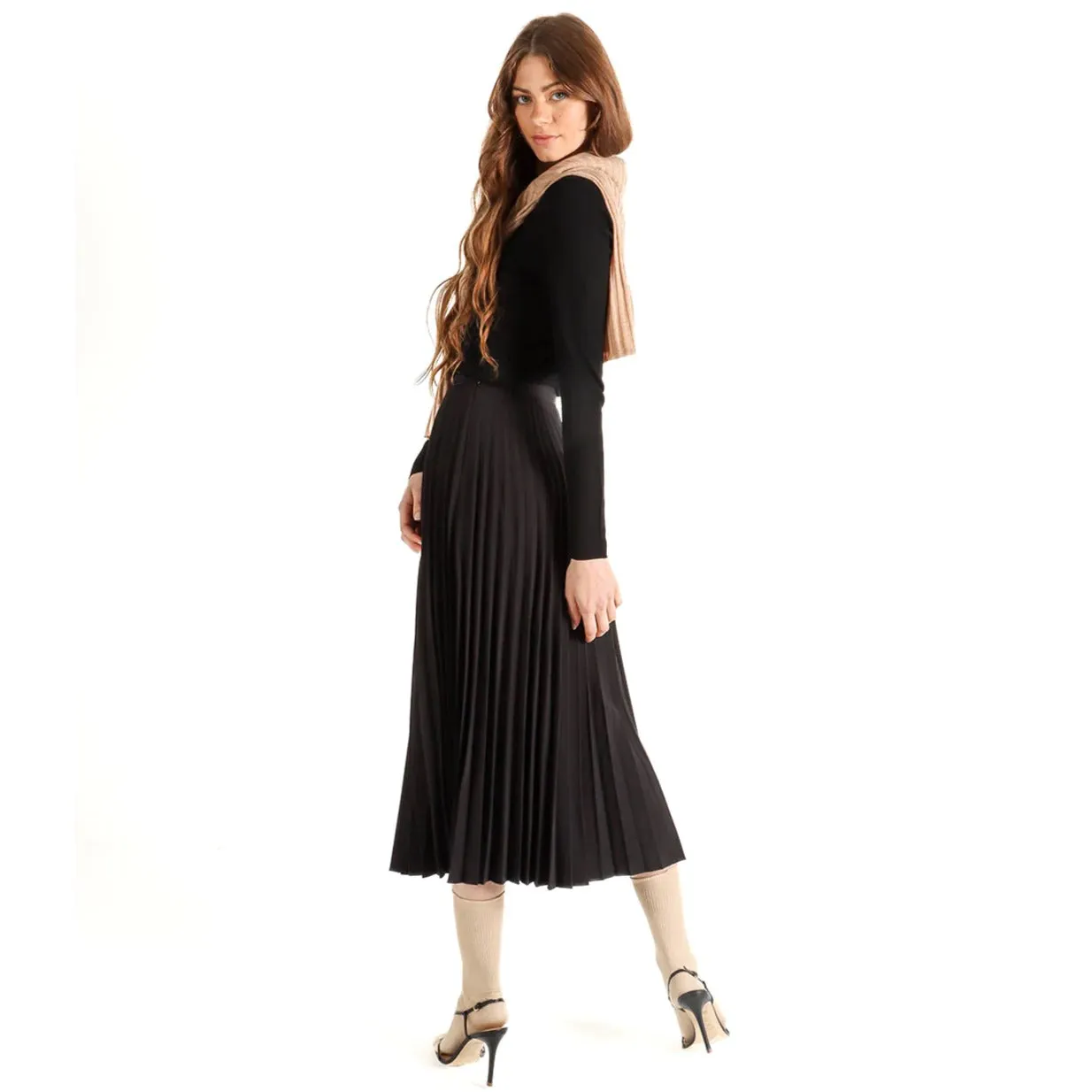 Ladies Pleated Midi Skirt