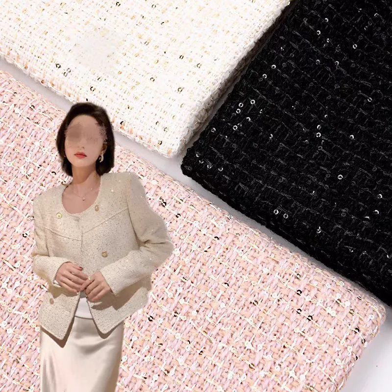 Light luxury sequined small fragrance fabric, wool high-definition tweed clothing fabric, designer handmade DIY luggage, shoes and hats