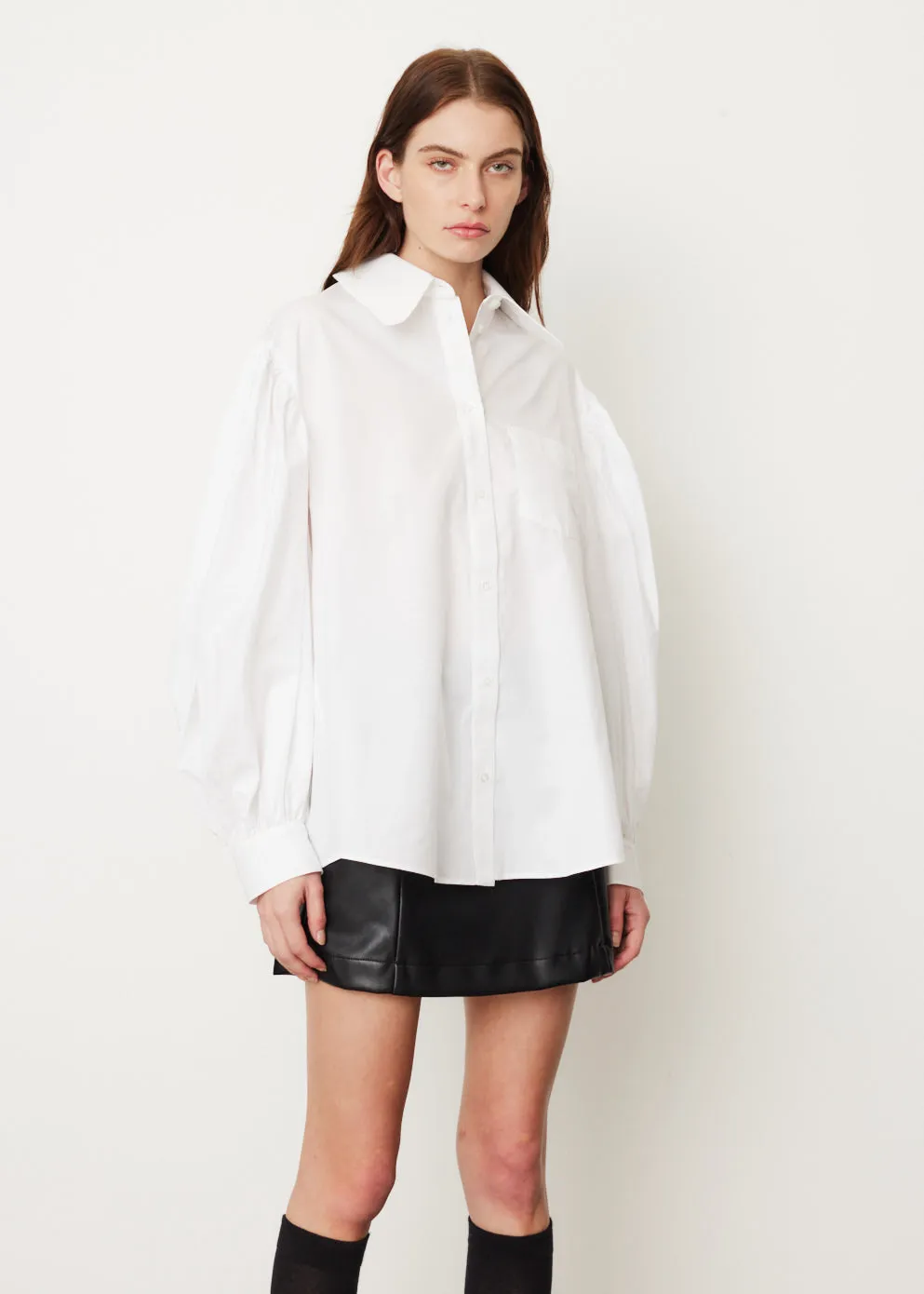 Long Puff Sleeve Button Shirt