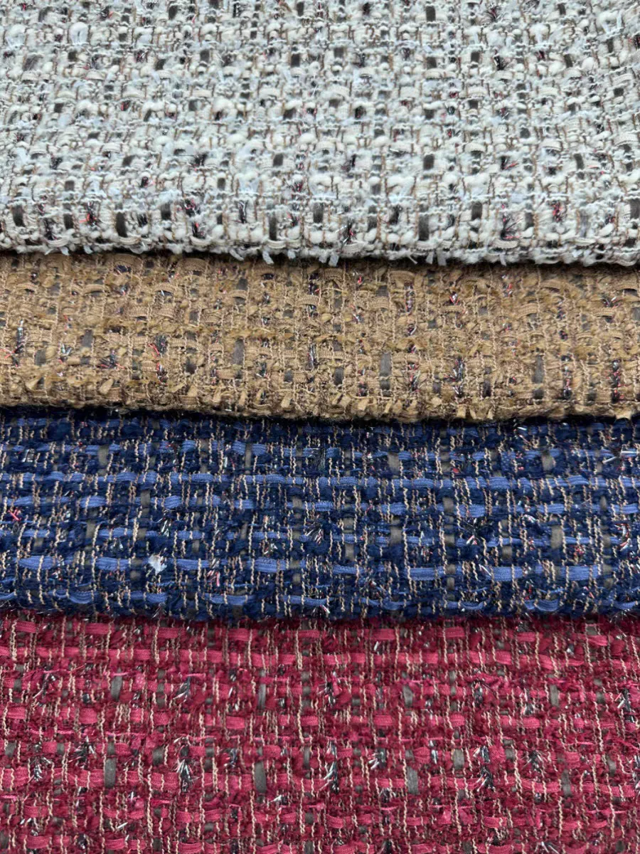 New high-end autumn and winter red small fragrance fabric woven tweed diy wool blend designer suit fabric