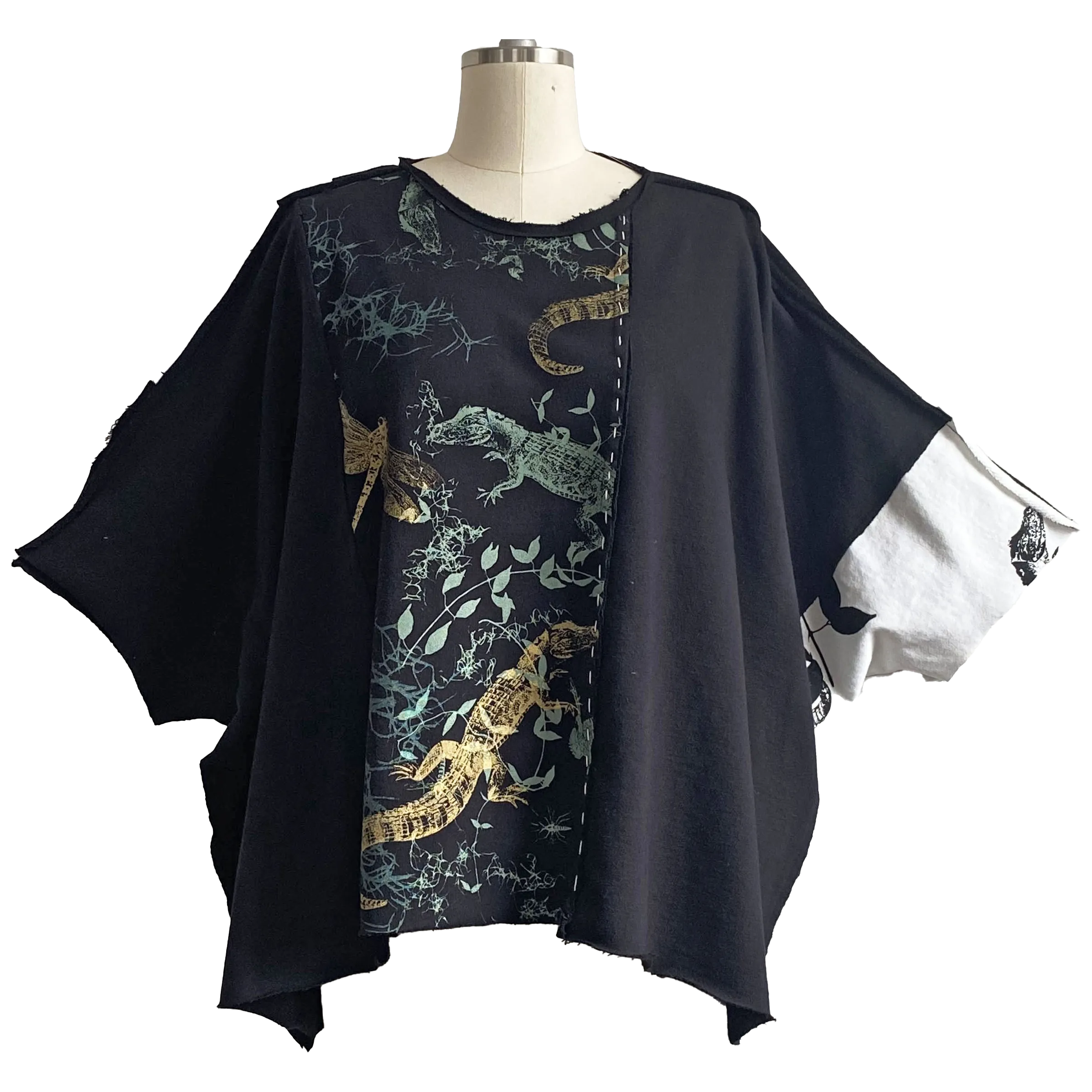 Patchwork Off-Cut Tee - Alligator Black & Natural