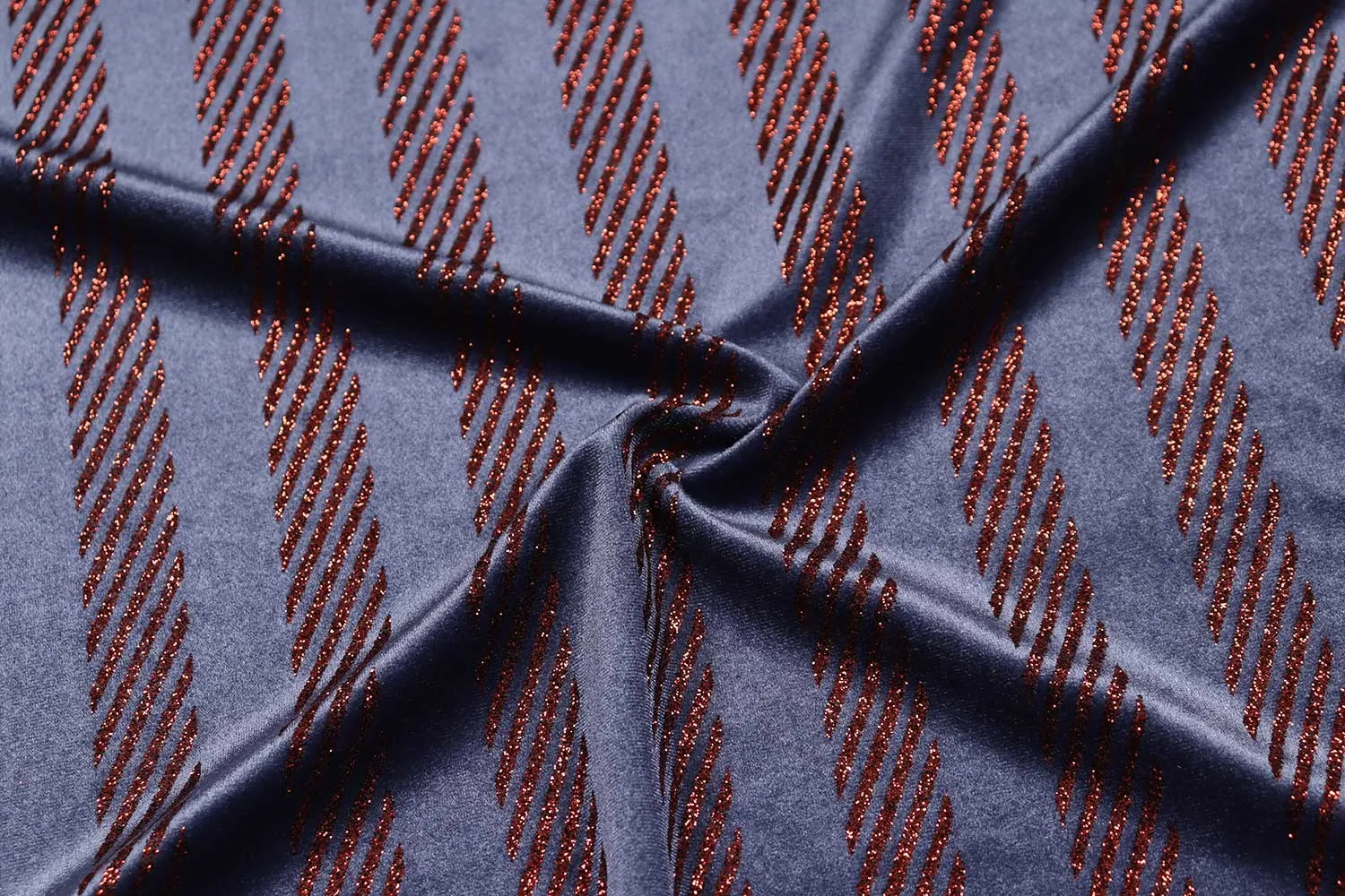Peach Pleated Velour Velvet Fabric
