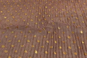 Pink Pleated Lurex Foil Printed Knit Fabric