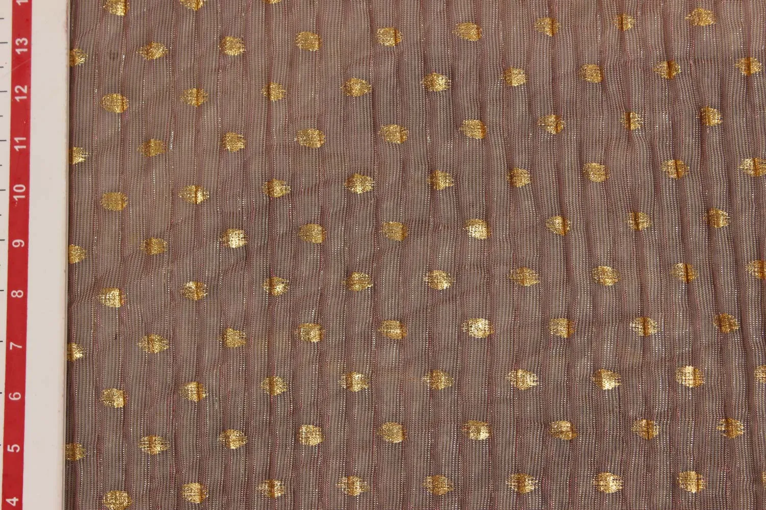 Pink Pleated Lurex Foil Printed Knit Fabric