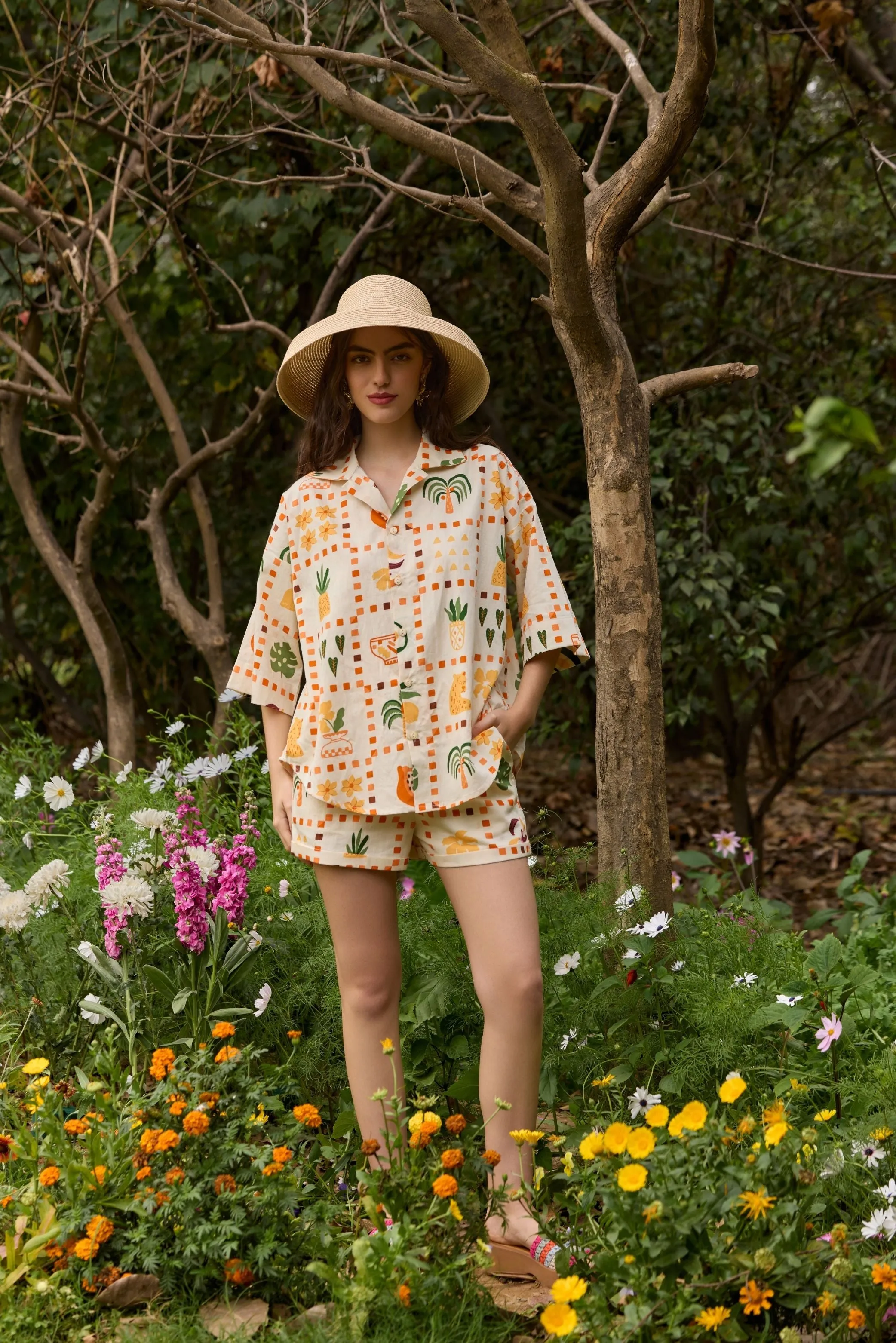 Printed High-Waisted Shorts