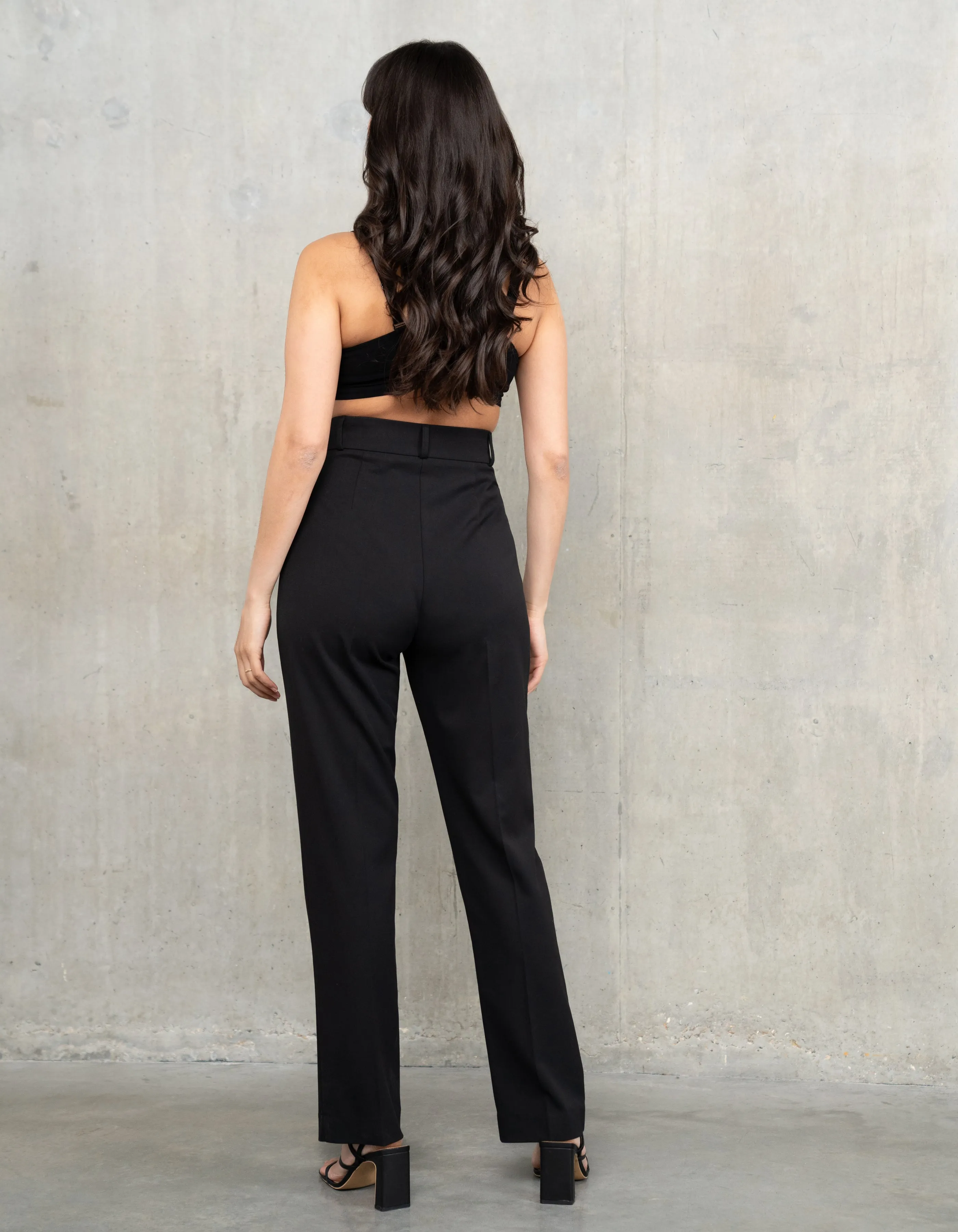 Straight-Leg Black Maternity Trousers
