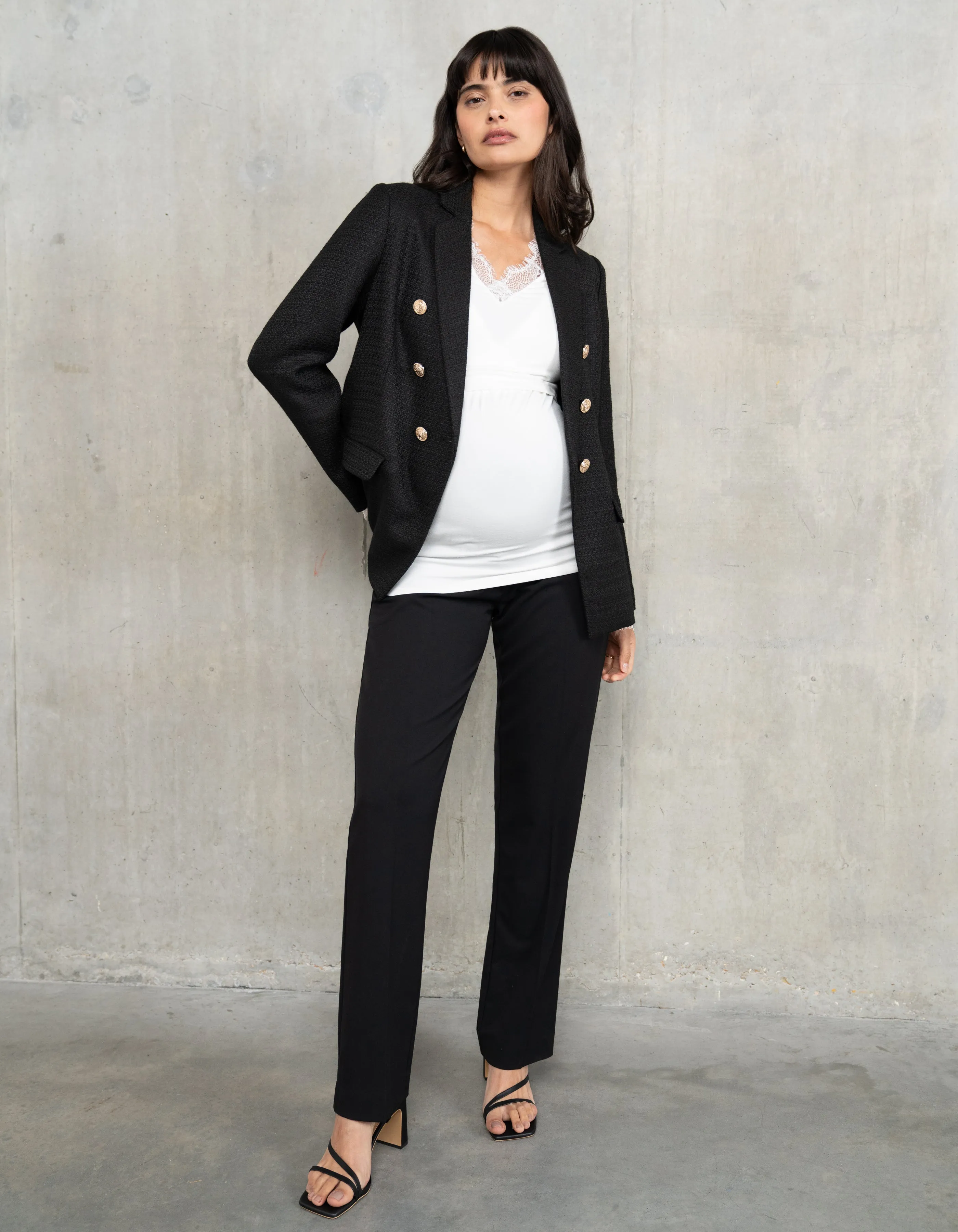 Straight-Leg Black Maternity Trousers