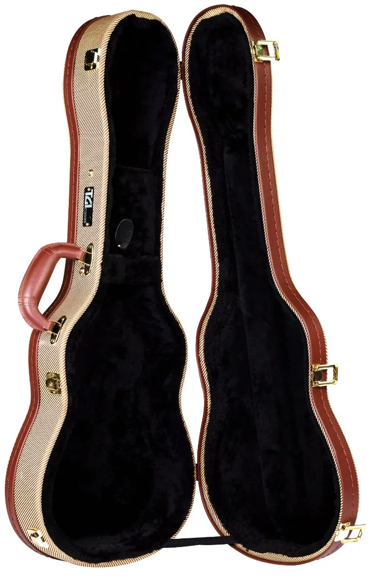 TGI Baritone Ukulele Case Wooden Foundation Tweed Covering