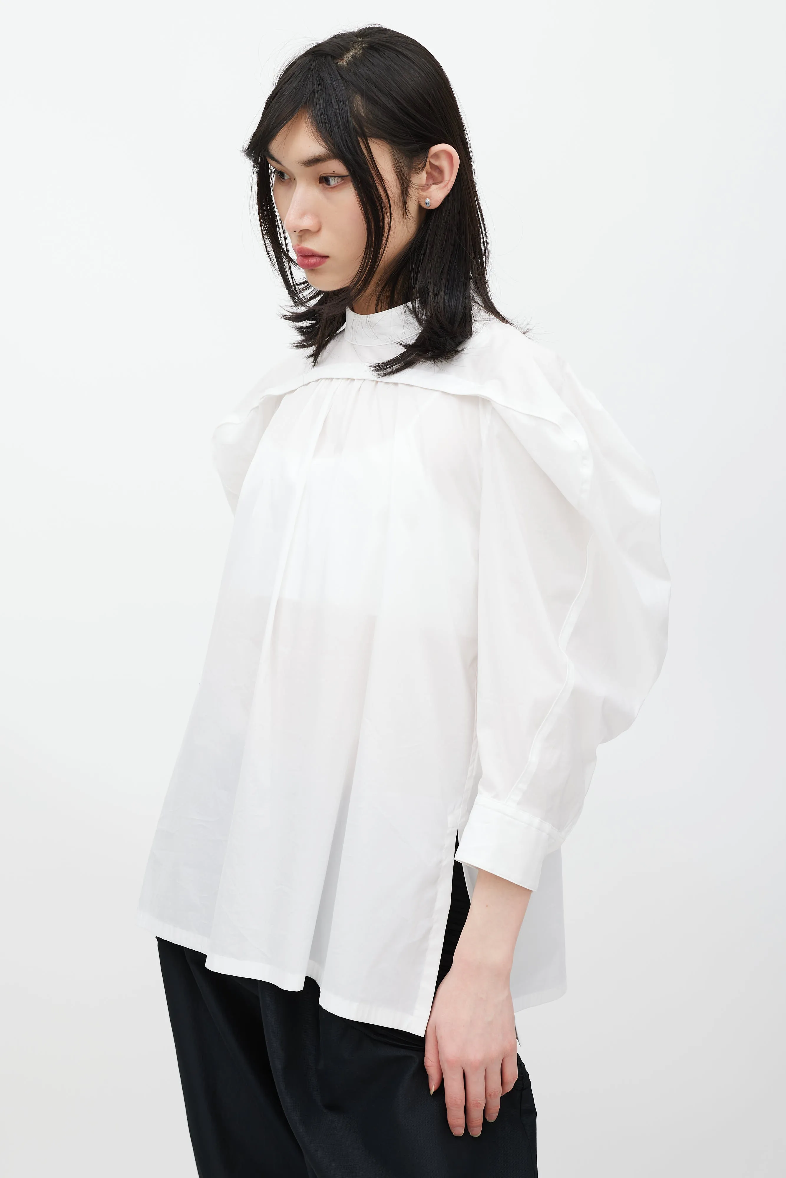 White Puffed Sleeve Shirt