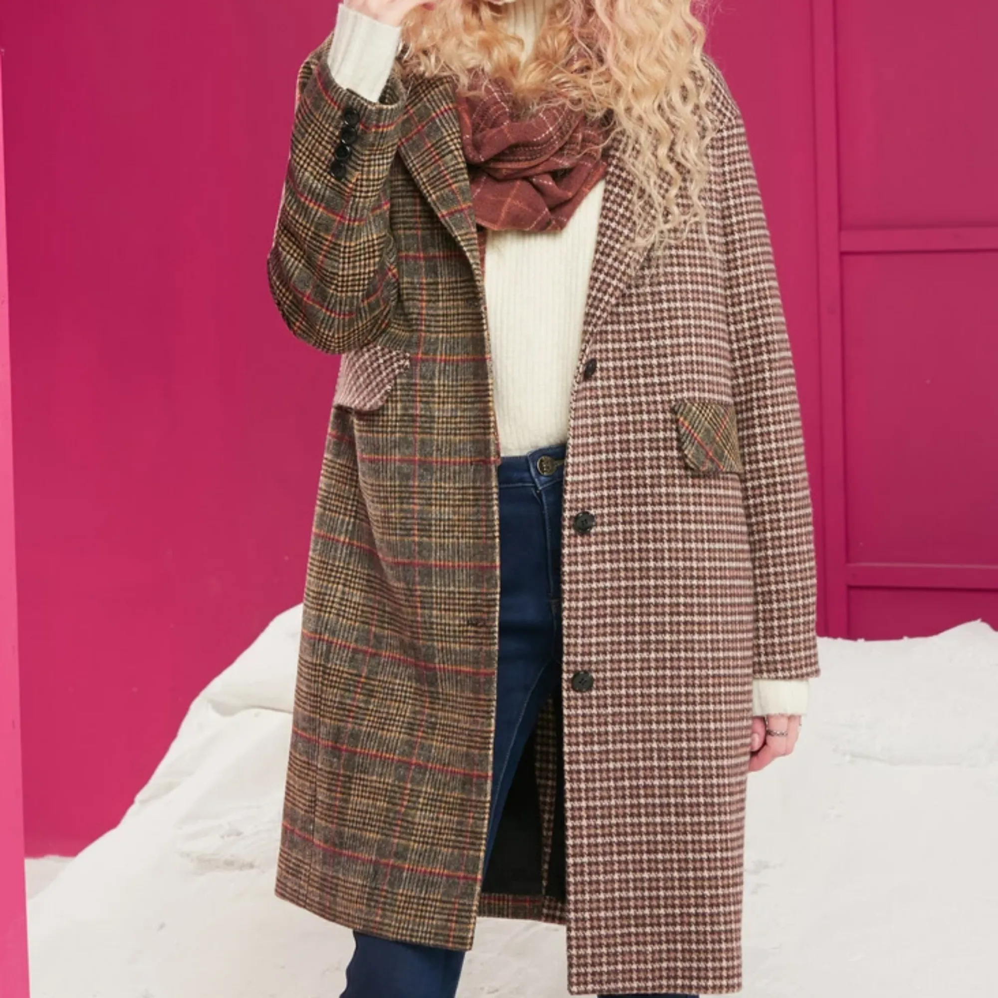 Women's Winter Casual Wool Long-Sleeved Coat With Buttons