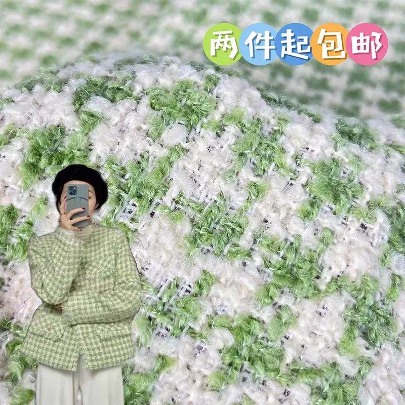 Wool knitting fragrance soft waxy tweed designer fabric handmade custom coat autumn and winter clothing fabric